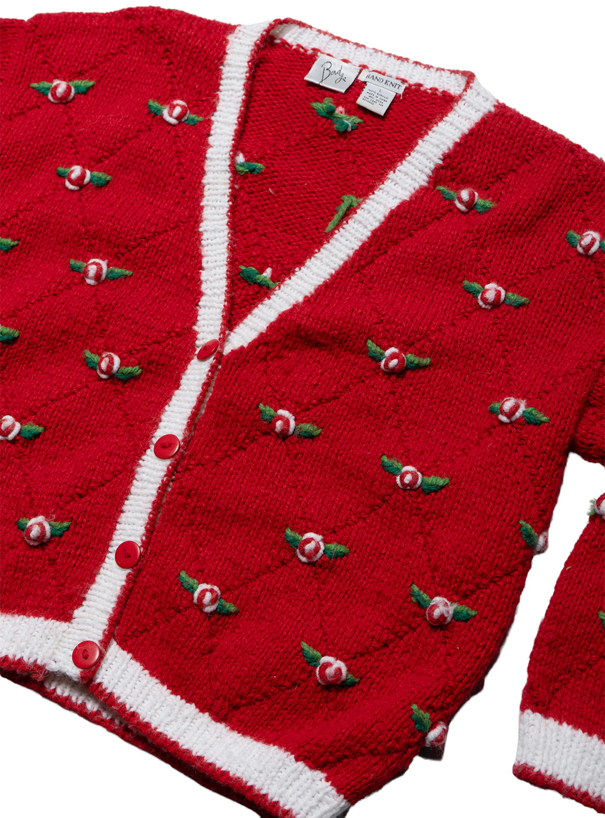 1936-vintage-badge-red-hand-knit-sweater-2.webp Vintage Badge Red Hand Knit Sweater