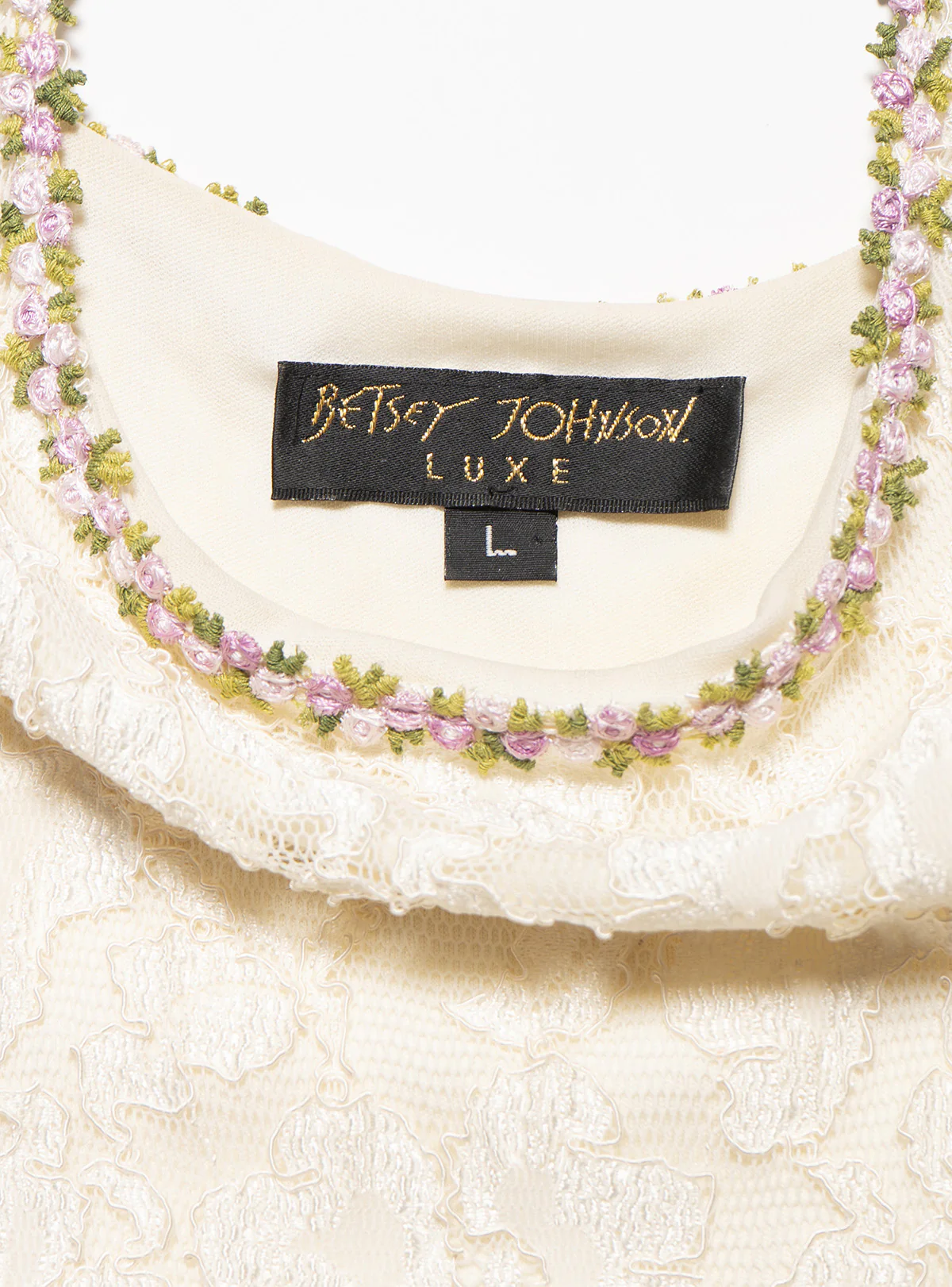 2002-vintage-betsy-johnson-cream-lace-mini-dress-3.webp Vintage Betsy Johnson Cream Lace Mini Dress
