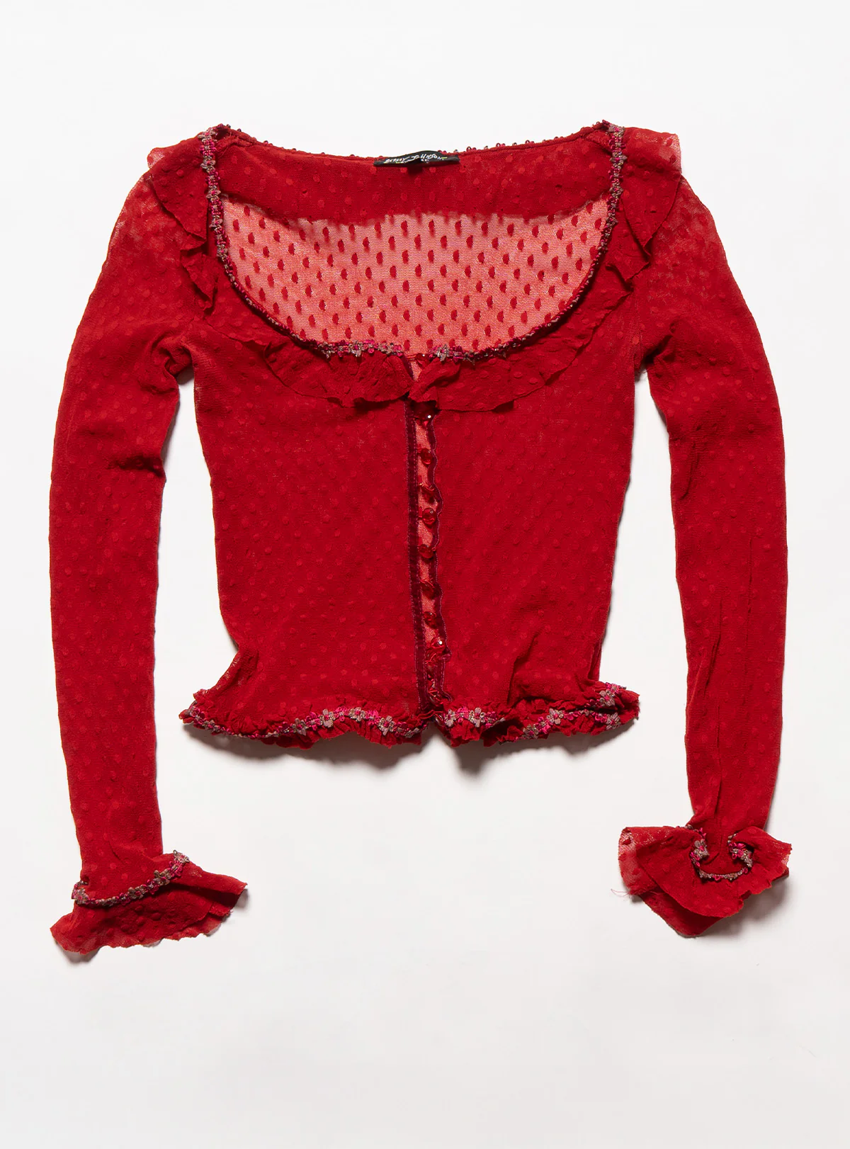 Vintage Betsy Johnson Red Mesh Scoop Neck Top
