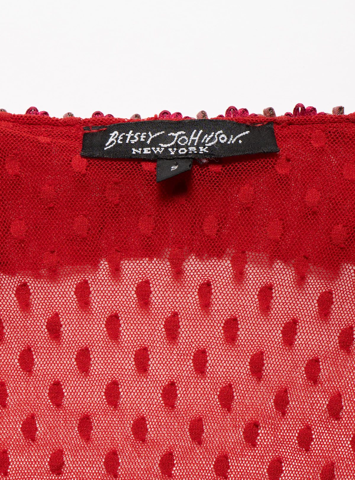 2004-vintage-betsy-johnson-red-mesh-scoop-neck-top-3.webp Vintage Betsy Johnson Red Mesh Scoop Neck Top